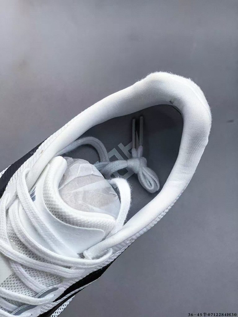 adidas Adizero Boston 13 running shoes, white/black, side view