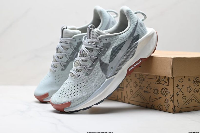 About Us - Nike ReactX Pegasus Trail 5 Pegasus Trail 5 DV3864-200 A road-to-trail daily runner with ReactX energy return, breathable engineered mesh, secure midfoot support, and a grippy outsole built for dirt, mud, and wet conditions.