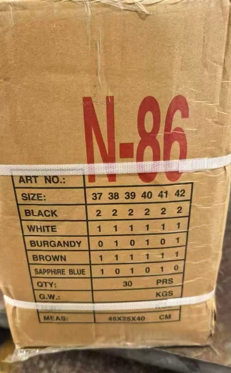 mixed lot size run proof carton label with sizes and color quantities